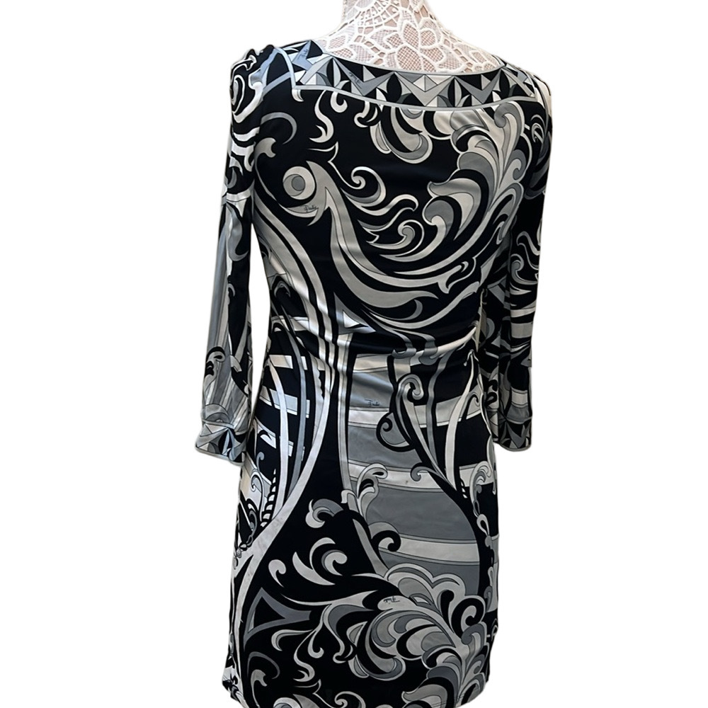Emilio Pucci Black and White Print Dress Size 38 - Picture 7 of 11